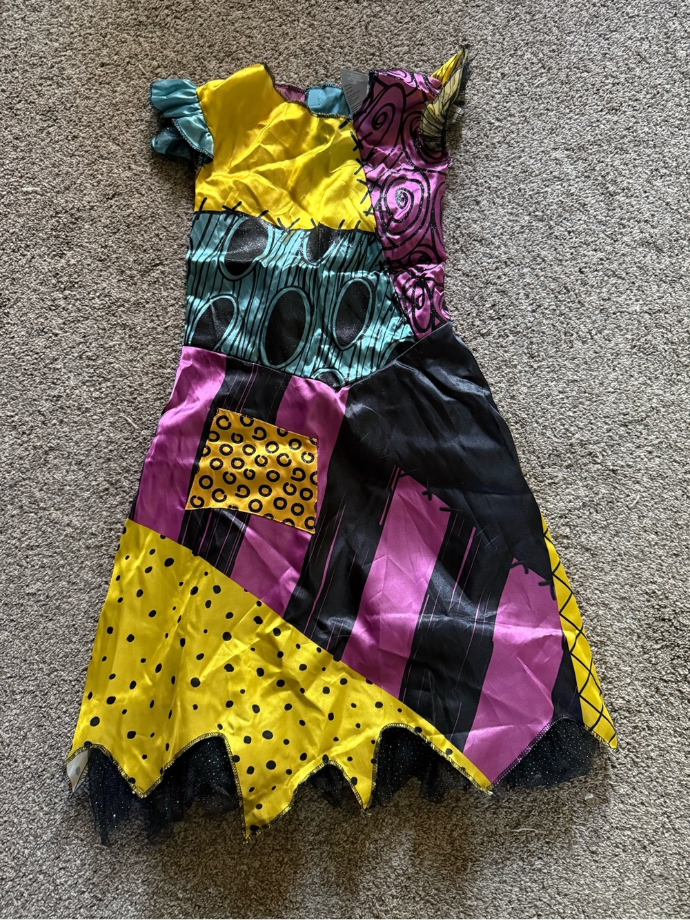 Disney Sally Nightmare Before Christmas Dress in Yellow, Purple, Teal & Black